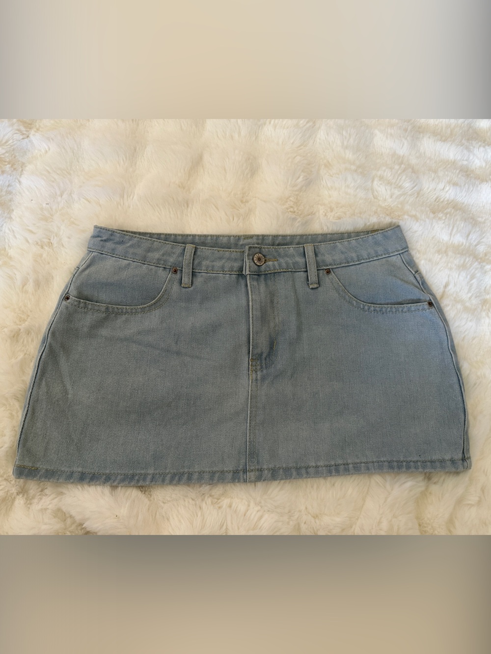Light Wash Denim Mini Skirt - Picture 1 of 4